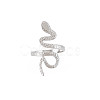 Non-Tarnish 304 Stainless Steel Snake Wide Open Cuff Ring for Women RJEW-S405-160P-1