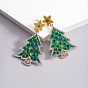 Christmas Trees with Star Alloy Dangle Stud Earrings for Women EJEW-Z078-02A-1
