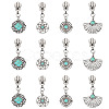 16Pcs 4 Styles Alloy with Synthetic Turquoise Zipper Pulls HJEW-TAC0098-1