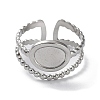 Non-Tarnish 304 Stainless Steel Open Cuff Ring Components STAS-M323-58P-2