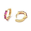 Cubic Zirconia Rectangle Hoop Earrings EJEW-C028-24G-03-2