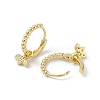 Leaf Rack Plating Brass Cubic Zirconia Hoop Earrings EJEW-K245-26G-2