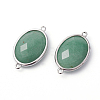 Platinum Tone Brass Green Aventurine Links connectors G-F339-B01-2