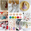 225Pcs 9 Styles Printed Wood European Beads WOOD-NB0002-60-6