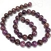 Natural Lepidolite/Purple Mica Stone Round Bead Strands G-L144-10mm-01-2