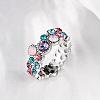 Graceful Brass Colorful Czech Rhinestone Finger Rings for Women RJEW-BB02271-6B-3