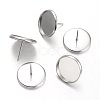 Tarnish Resistant Flat Round 304 Stainless Steel Stud Earring Settings STAS-M227-14mm-1
