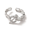 Clear Cubic Zirconia Ring with Nail Open Cuff Ring RJEW-C041-14P-2
