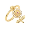 Brass Micro Pave Cubic Zirconia Pendant Finger Rings for Women RJEW-A090-02G-4