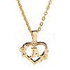 Brass Rose Flower Heart with Letter Pendant Cable Chain Necklaces FS-WG42461-01-3