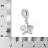 Brass Micro Pave Clear Cubic Zirconia Flower European Dangle Charms KK-C086-03P-01-3