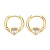 Heart Brass Micro Pave Clear Cubic Zirconia Hoop Earrings EJEW-D348-13G-2