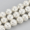 Electroplated Natural Lava Rock Beads Strands X-G-T061-55E-6mm-1