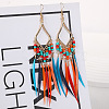 Bohemian Style Alloy Glass Seed Beaded Feather with Rhombus Chandelier Earrings FS-WG1E384-05-1
