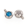 Trendy Original Color 304 Stainless Steel Faceted Grade A Rhinestone Flat Round Charms Pendants RB-N030-01K-2
