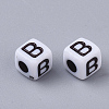 White Opaque Acrylic Beads X-MACR-R869-02B-2