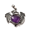 Natural Amethyst Heart Pendants KK-K331-01AS-08-2