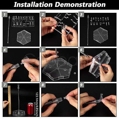 Adjustable Plastic Assembled Action Figure Display Holders with Hexagon Bases DIY-WH0043-157B-1