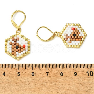 Christmas 304 Stainless Steel with Glass Cylinder Seed Beads Dangle Earrings EJEW-MZ00819-1