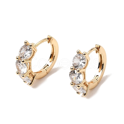 Brass Pave Cubic Zirconia Hoop Earrings KK-CBACA55-06G-1