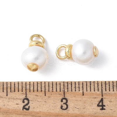 Brass with Natural Pearl Pendants KK-F892-35G-1