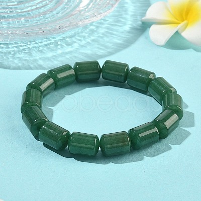 Column Natural Green Aventurine Beads Stretch Bracelets for Women Men BJEW-A148-01A-16-1