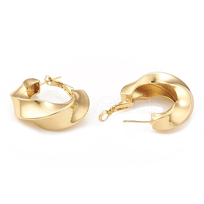 Rack Plating Brass Twist Ring Hoop Earrings for Women EJEW-L231-70G-1