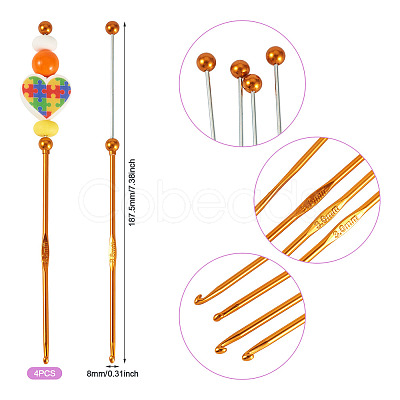 4Pcs DIY Alloy Beadable Crochet Hooks AJEW-TA0003-50C-1
