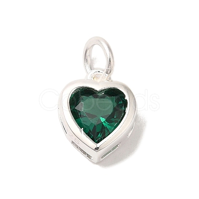 925 Sterling Silver Cubic Zirconia Heart Charms with Jump Rings FIND-U013-10S-01-1