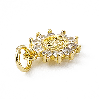 Brass Micro Pave Cubic Zirconia Charms ZIRC-F132-36G-1