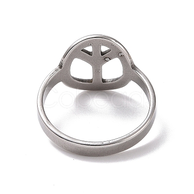 Non-Tarnish 201 Stainless Steel Peace Sign Finger Ring RJEW-J051-43P-1
