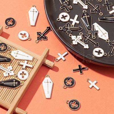 40Pcs 8 Styles Alloy Enamel Pendants ENAM-CJ0005-20-1