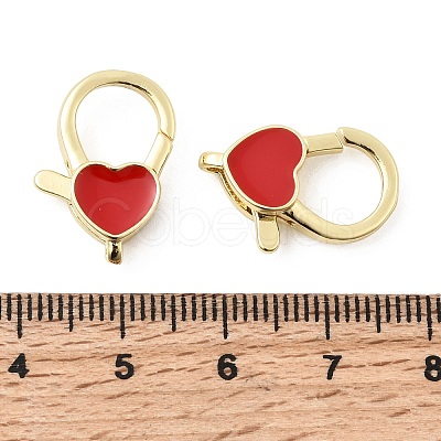 Heart Brass Enamel Lobster Claw Clasps KK-Z147-02G-01A-1