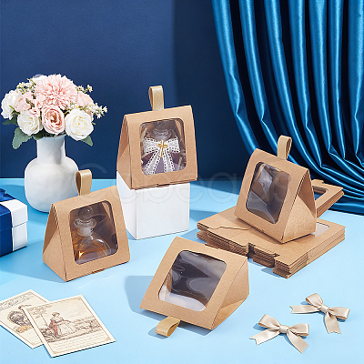 Cardboard Paper Cake Boxes with Plastic Visible Window and Handle CON-WH0117-04A-1