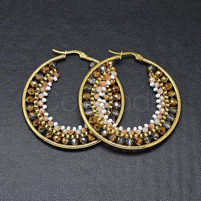 304 Stainless Steel Hoop Earrings EJEW-O090-F05-1