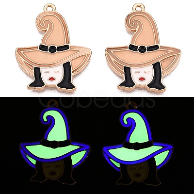 Halloween Theme Rack Plating Luminous Alloy Enamel Pendants ENAM-N056-235G-1