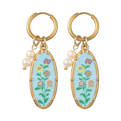Printed 304 Stainless Steel Huggie Hoop Earrings EJEW-JE07394-1
