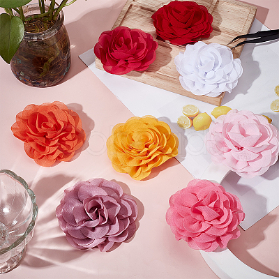 8Pcs 8 Colors Polyester Flower Ornament Accessories DIY-GF0010-64B-1