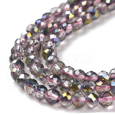 Transparent Electroplate Glass Beads Strands GLAA-H021-01B-HP02-1