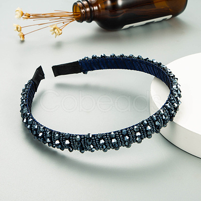 Bling Bling Glass Beaded Hairband OHAR-PW0007-27N-1