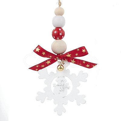 Christmas Snowflake Wood Pendant Decorations X1-HJEW-TA00301-1