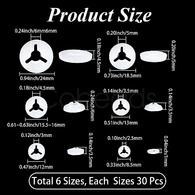 180Pcs 6 Styles Plastic Doll Eye Round Gaskets FIND-GF0009-74-1