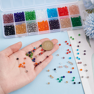 14 Strands 14 Colors Imitate Austrian Crystal Bicone Glass Beads Strands GLAA-GO0001-21-1