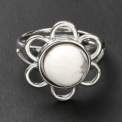 Natural Howlite Adjustable Rings RJEW-P043-01P-21-1