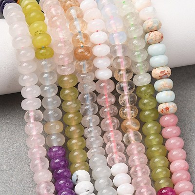 Glass & Natural White Shell & Dyed Howlite Beads Strands G-Z135-C09-4X6MM-1
