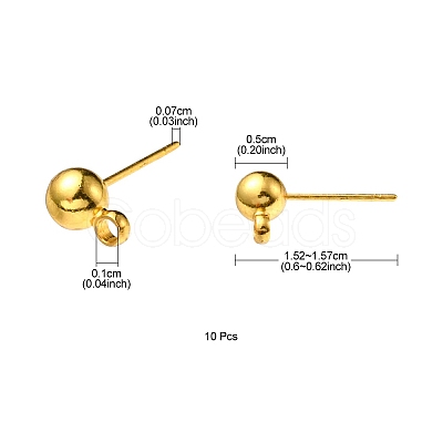 Brass Ball Post Ear Studs KK-YW0001-11G-1