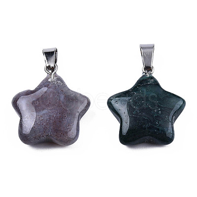 Star Natural Indian Agate Pendants G-Q367-28-1