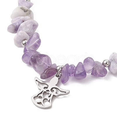 Natural Mixed Gemstone Chip Beaded Bracelest BJEW-JB12976-02-1