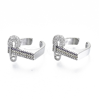 Brass Micro Pave Cubic Zirconia Cuff Rings RJEW-S045-025P-NR-1