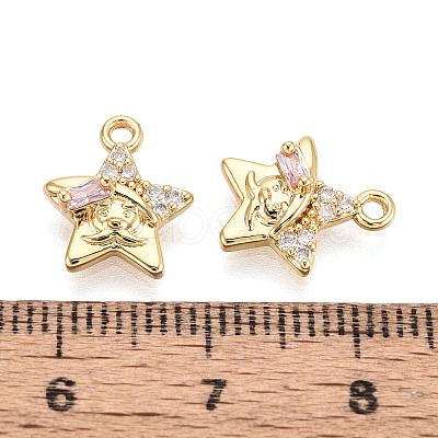 Brass Micro Pave Cubic Zirconia Charms KK-N263-143C-G-1